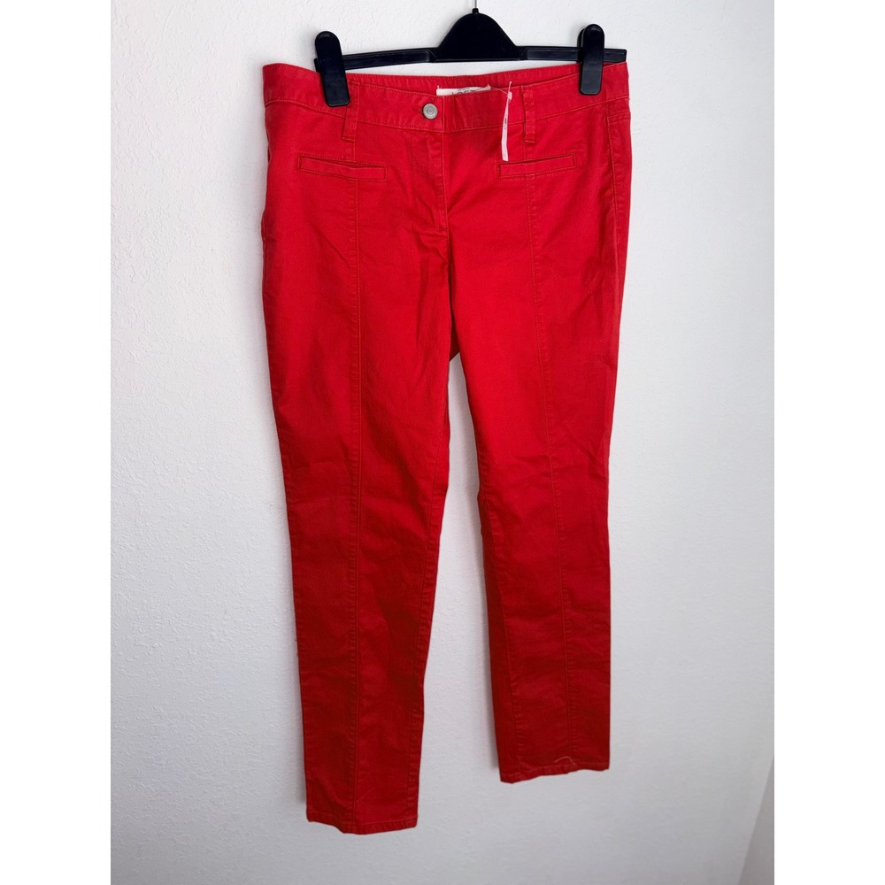 Loft Taylor Pants 6 Red New Straight Leg Stretch Seam‎ Detail Mid Rise Trousers